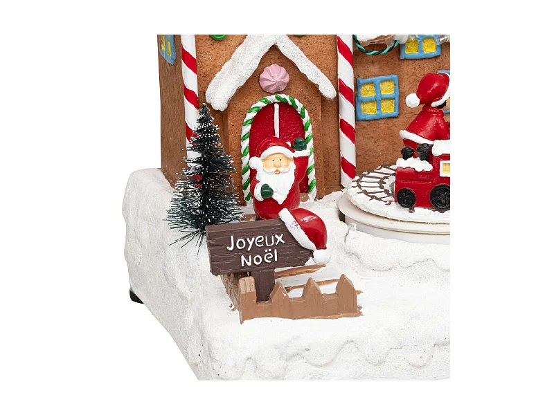 Village Noël lumineux maison pain d'épice avec enfants musical et animé