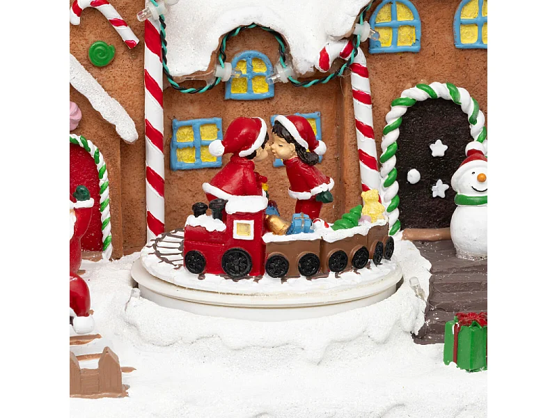 Village Noël lumineux maison pain d'épice avec enfants musical et animé