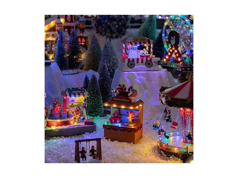 Village de Noël lumineux Pomme d'amour 7 LED musical et animé