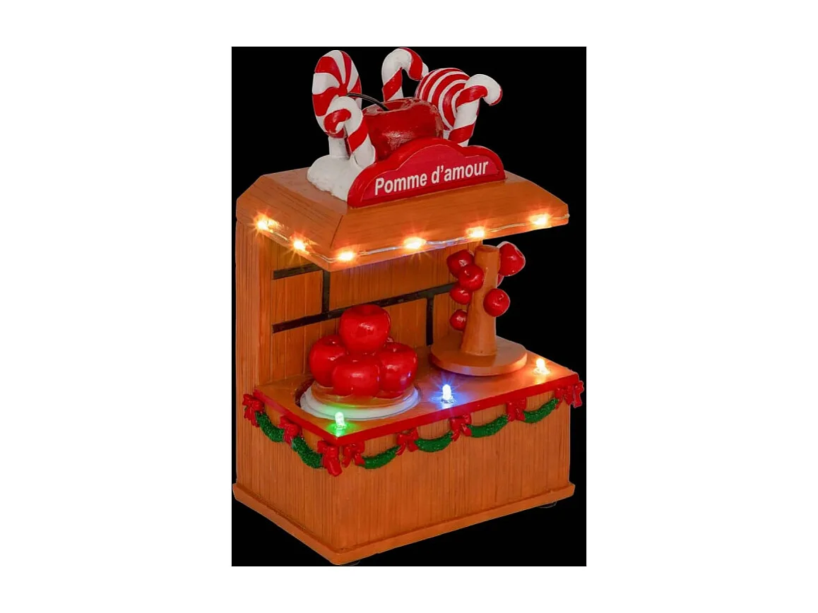 Village de Noël lumineux Pomme d'amour 7 LED musical et animé