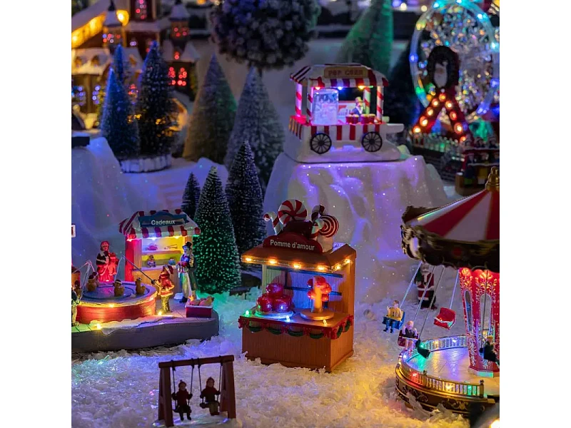 Village de Noël lumineux Pomme d'amour 7 LED musical et animé