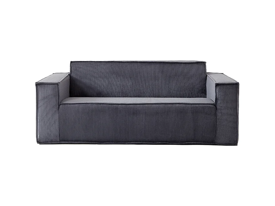 Canapé 2 places en velours côtelé - 58cm assise profonde - charge max 250kg - 178x86x70cm - Gris