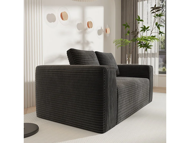 Couch 2-sitzer aus Cord - 58cm Sitztiefe - Max. Belastung 250kg - 178x86x70cm - Grau