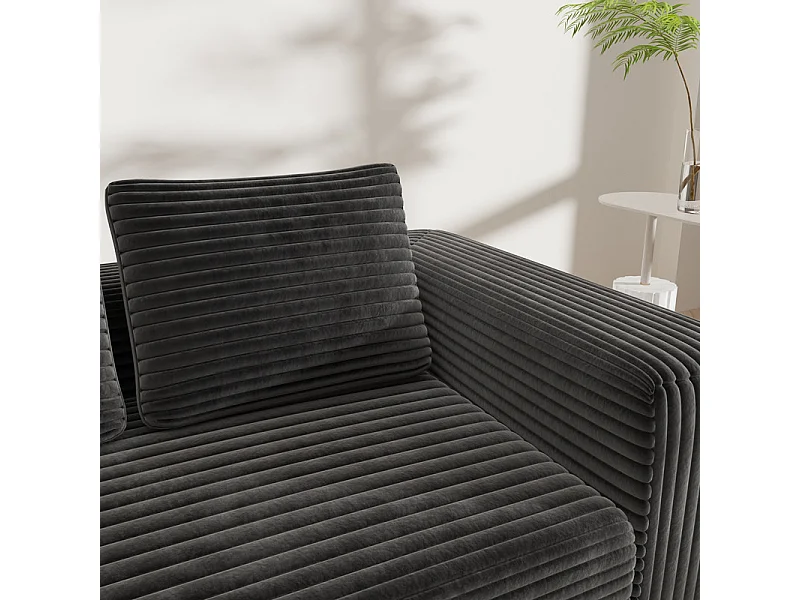 Couch 2-sitzer aus Cord - 58cm Sitztiefe - Max. Belastung 250kg - 178x86x70cm - Grau