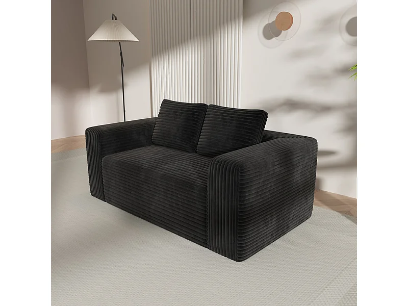 Couch 2-sitzer aus Cord - 58cm Sitztiefe - Max. Belastung 250kg - 178x86x70cm - Grau