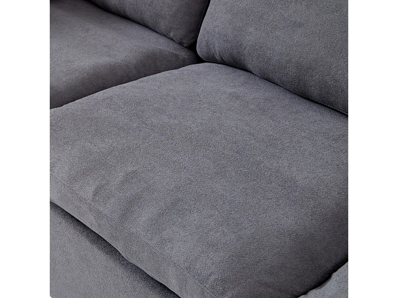 Canapé 3 places modulable en tissu - avec 8 coussins - 62cm assise profonde - 300x100x81cm - Gris