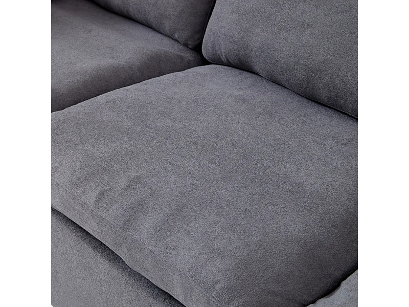Canapé 3 places modulable en tissu - avec 8 coussins - 62cm assise profonde - 300x100x81cm - Gris