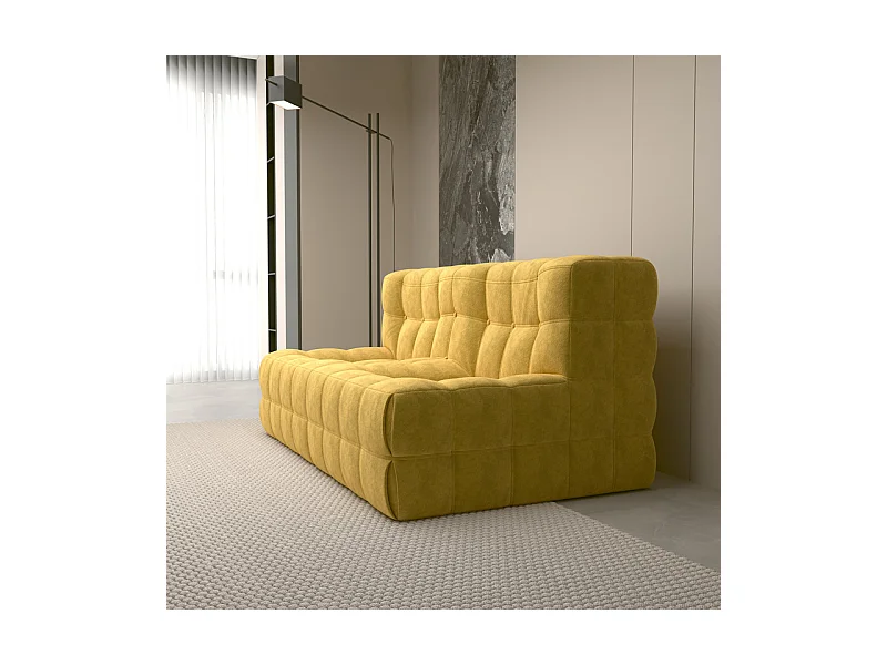 Canapé 2 places en tissu - 60cm assise profonde - ergonomique - charge max 250kg - 162x96x75cm - Jaune