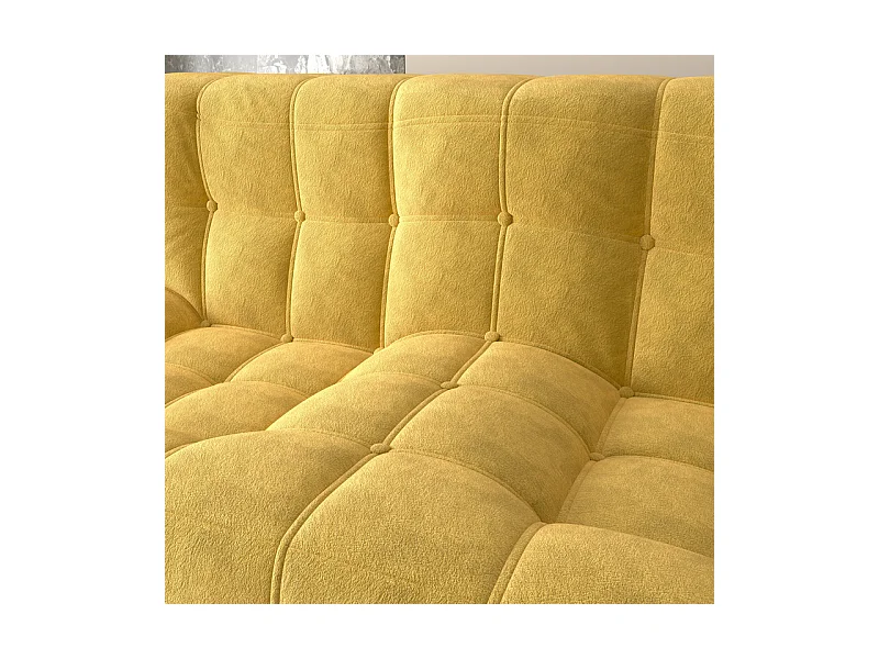 Canapé 2 places en tissu - 60cm assise profonde - ergonomique - charge max 250kg - 162x96x75cm - Jaune