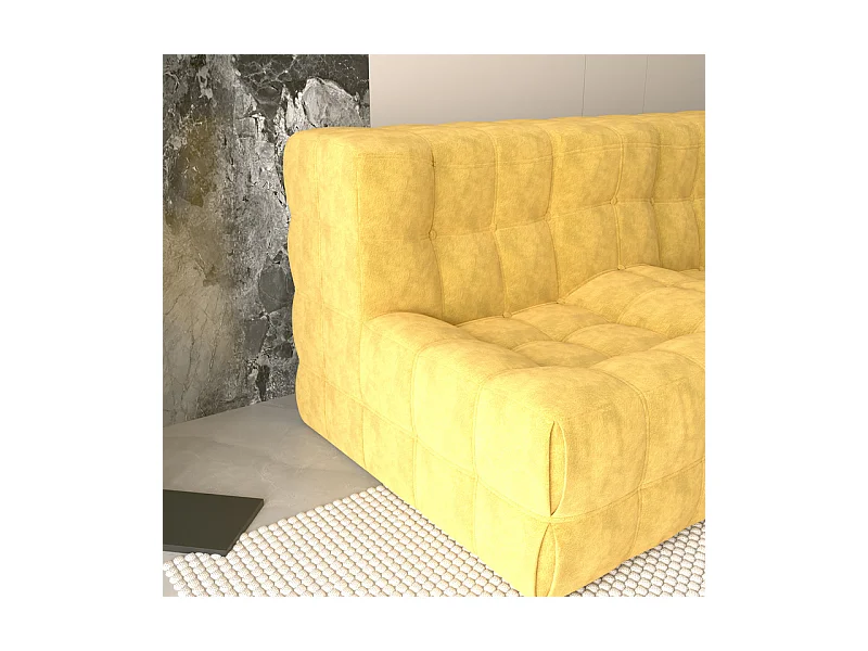 Canapé 2 places en tissu - 60cm assise profonde - ergonomique - charge max 250kg - 162x96x75cm - Jaune