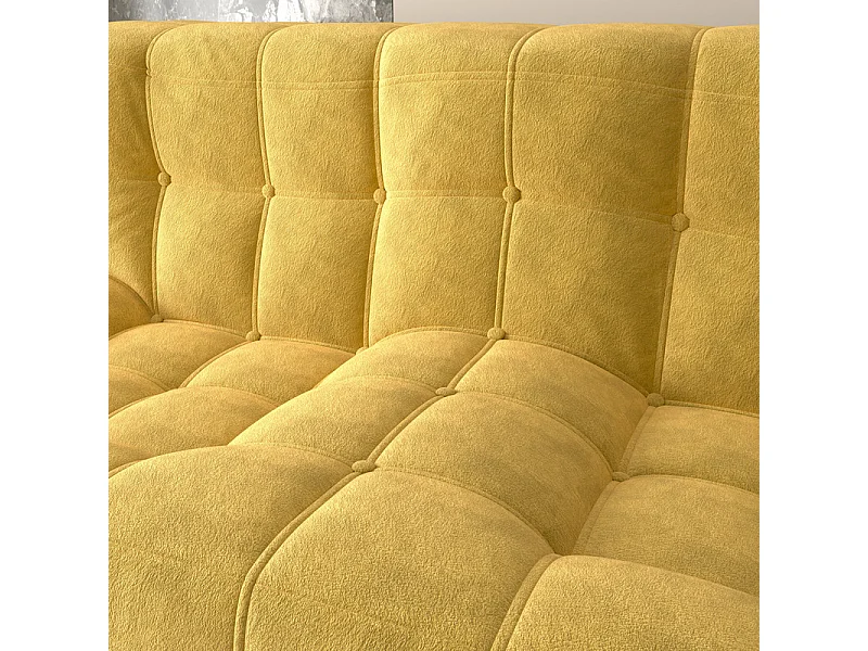 Canapé 2 places en tissu - 60cm assise profonde - ergonomique - charge max 250kg - 162x96x75cm - Jaune