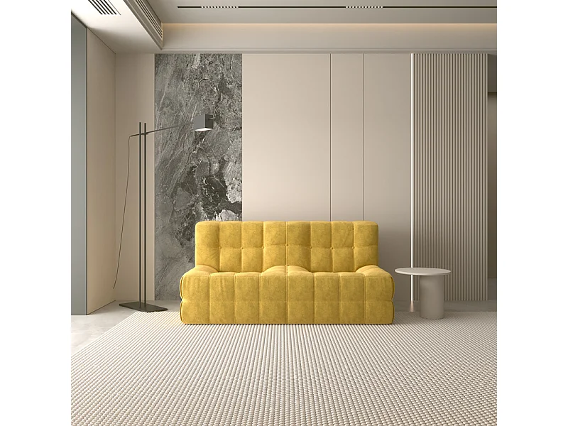 Couch 2-sitzer in Stoff - 60cm Sitztiefe - Ergonomisch - Max. Belastung 250kg - 162x96x75cm - Gelb