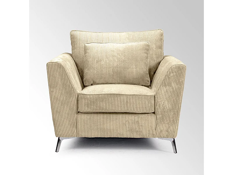 Fauteuil Isla velours côtelé beige