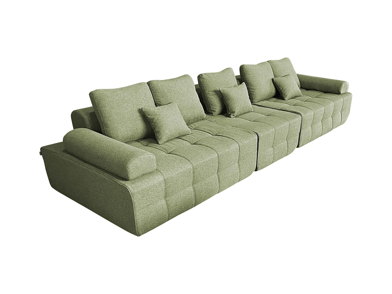 5-zits stoffen bank met groene kussens