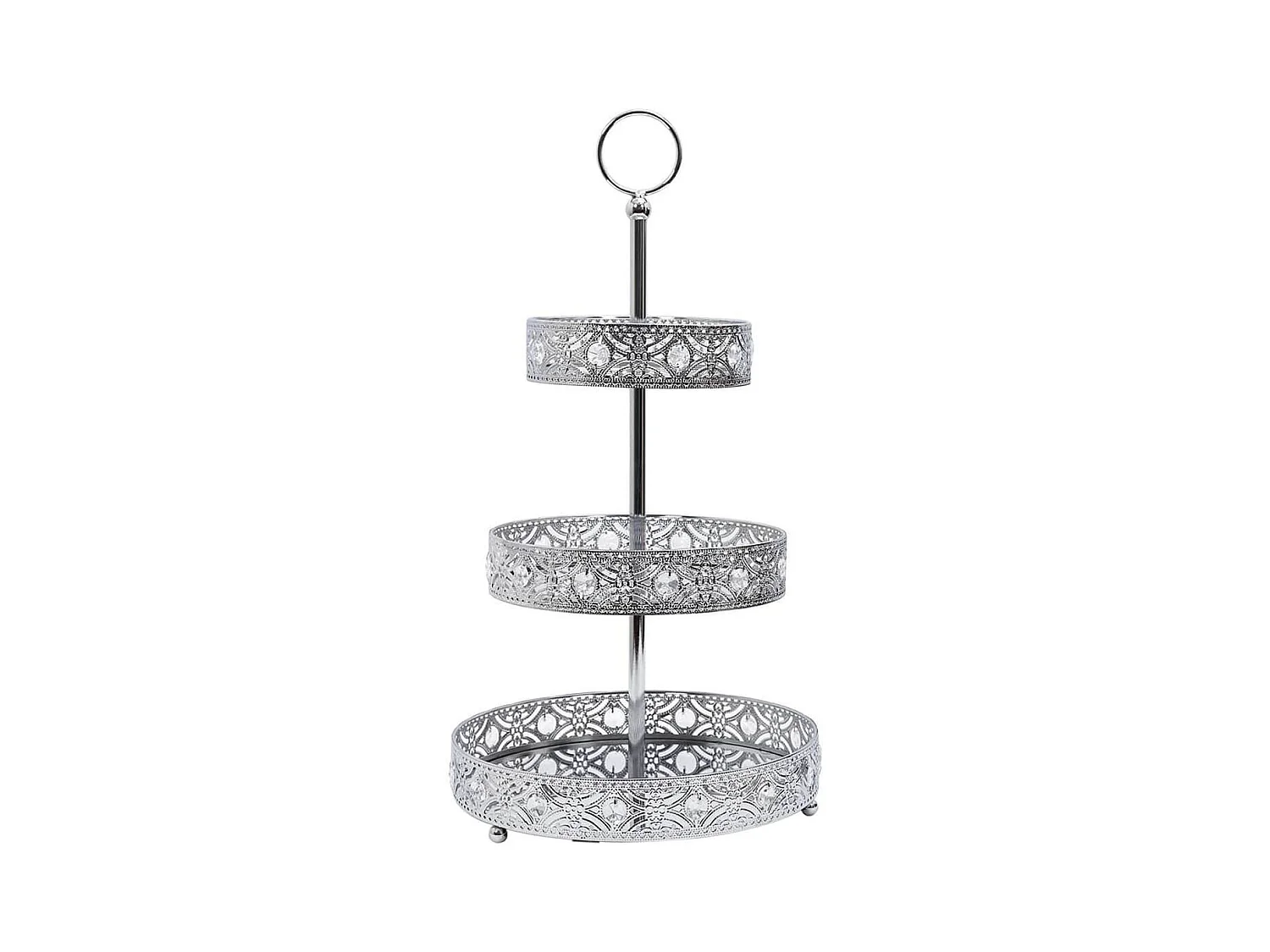 Plateau Décoratif à 3 Etages en Métal Argenté - MARRAKECH