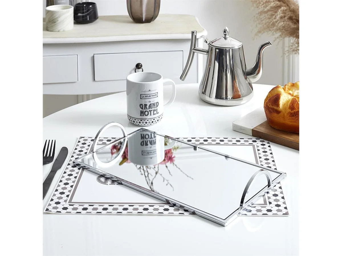 Plateau Miroir Argenté 35x20cm - DEXA