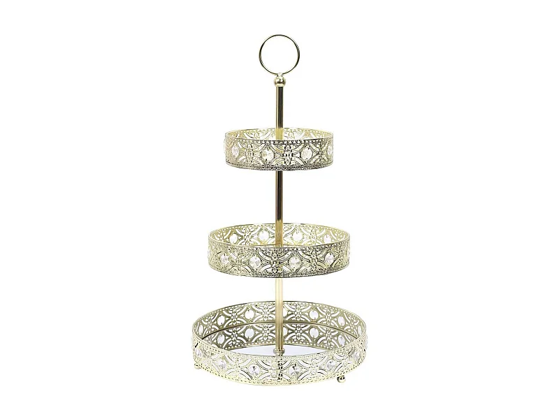 Plateau Décoratif à 3 Etages en Métal Doré - MARRAKECH