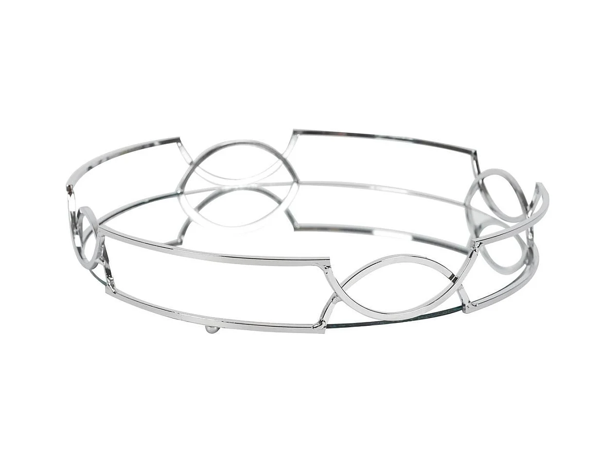 Plateau Rond Miroir Argenté Ø30cm - ELIAN