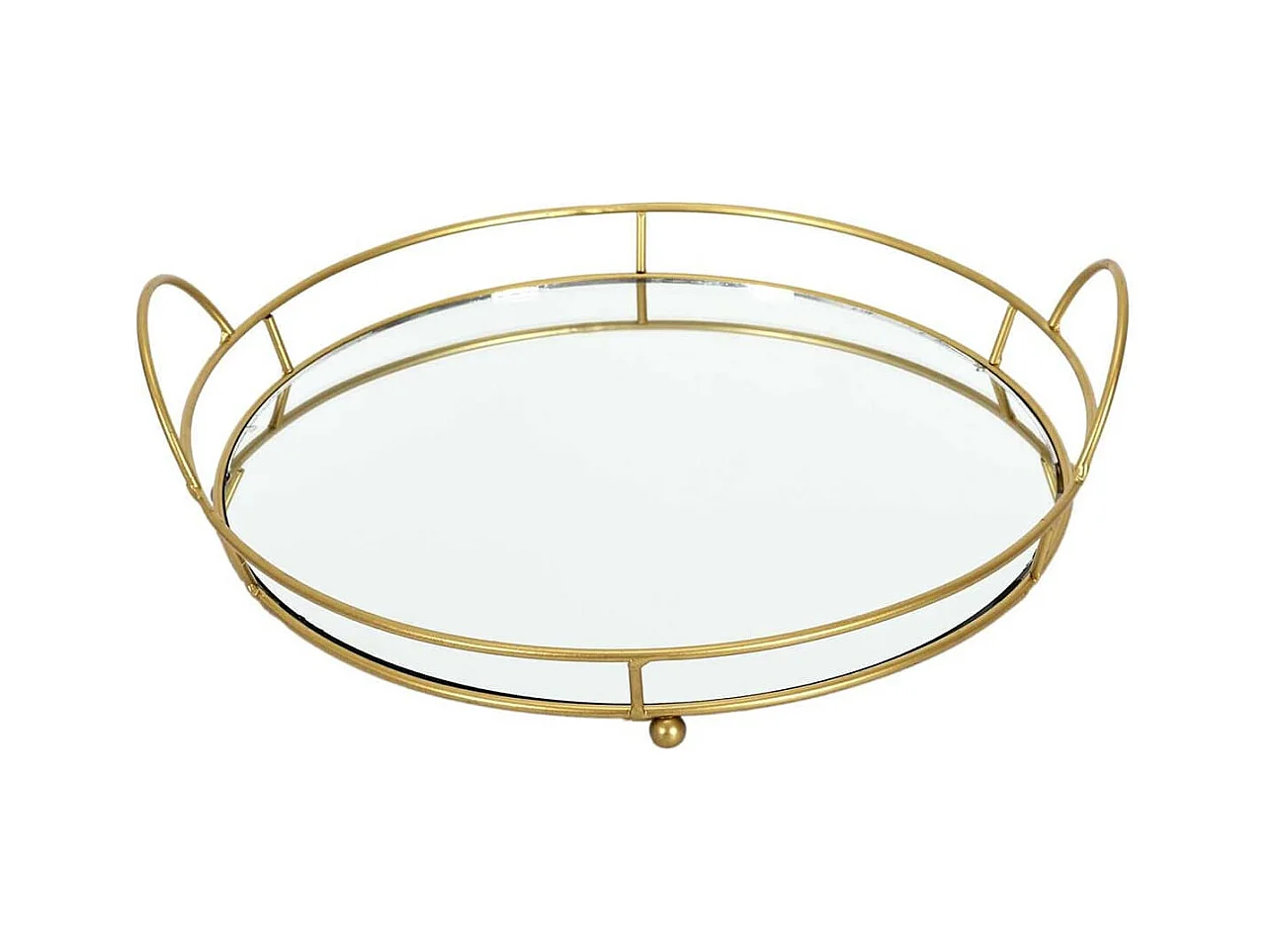 Plateau de Présentation Miroir et Métal Doré Ø34cm - VICTOR