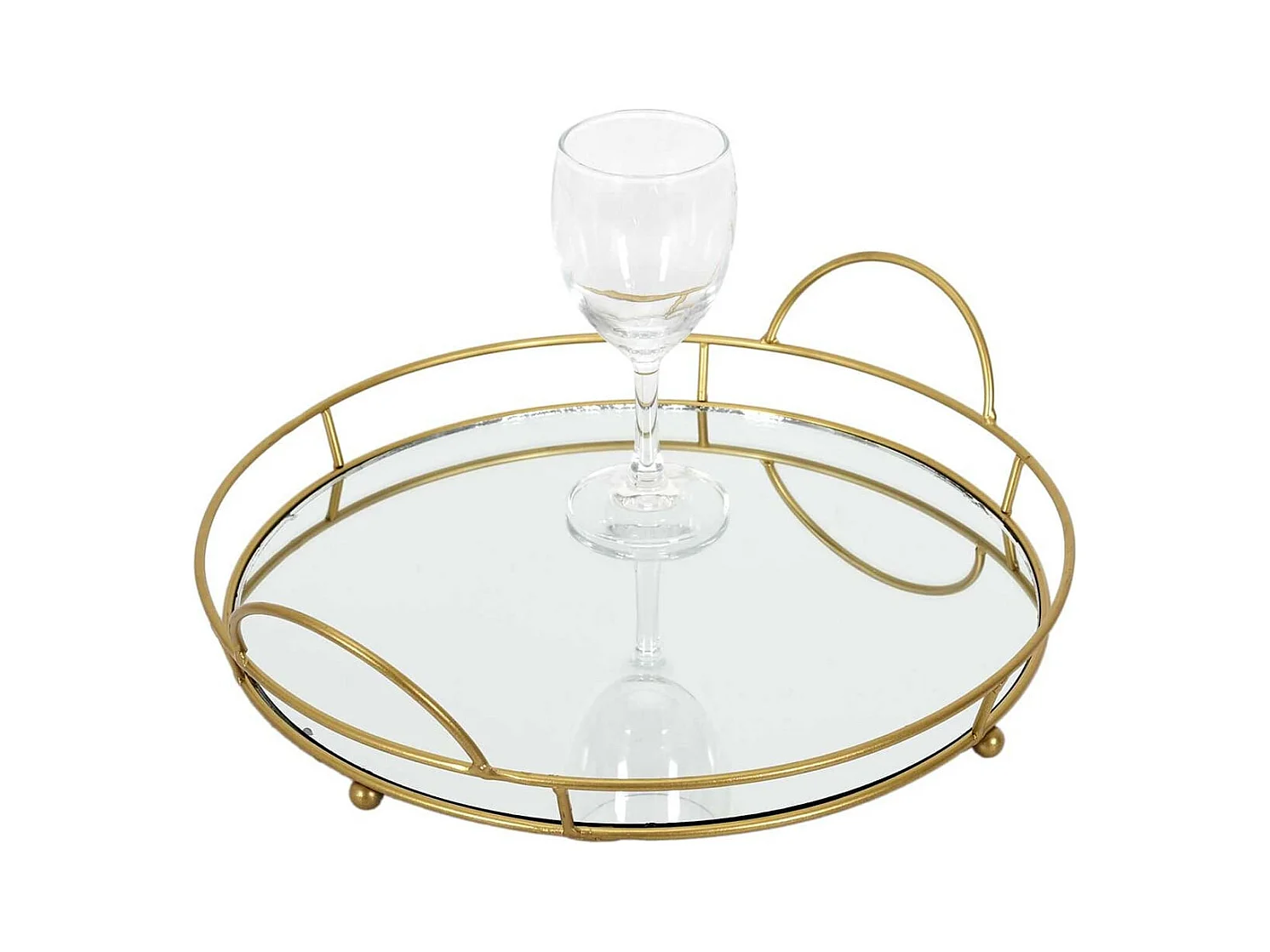 Plateau de Présentation Miroir et Métal Doré Ø34cm - VICTOR