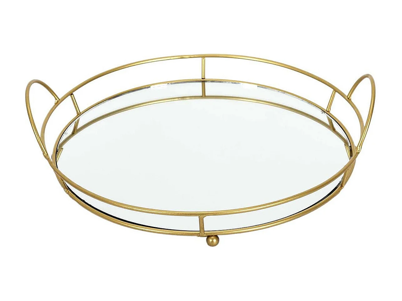 Plateau de Présentation Miroir et Métal Doré Ø34cm - VICTOR
