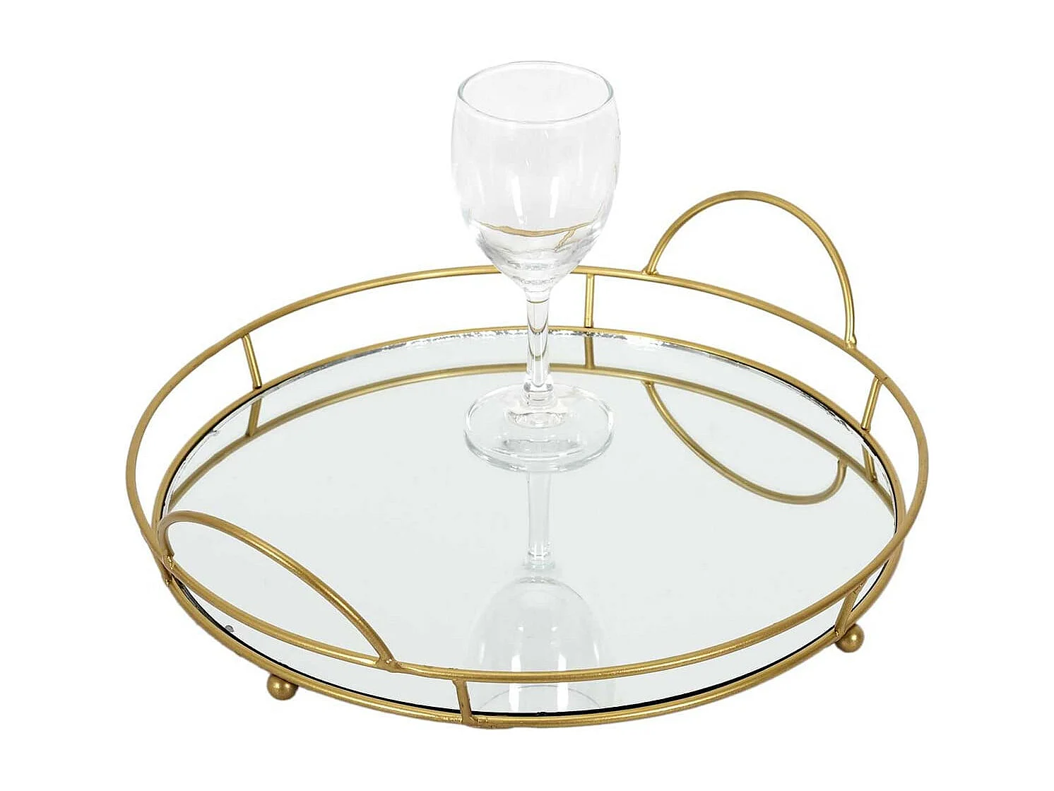 Plateau de Présentation Miroir et Métal Doré Ø34cm - VICTOR