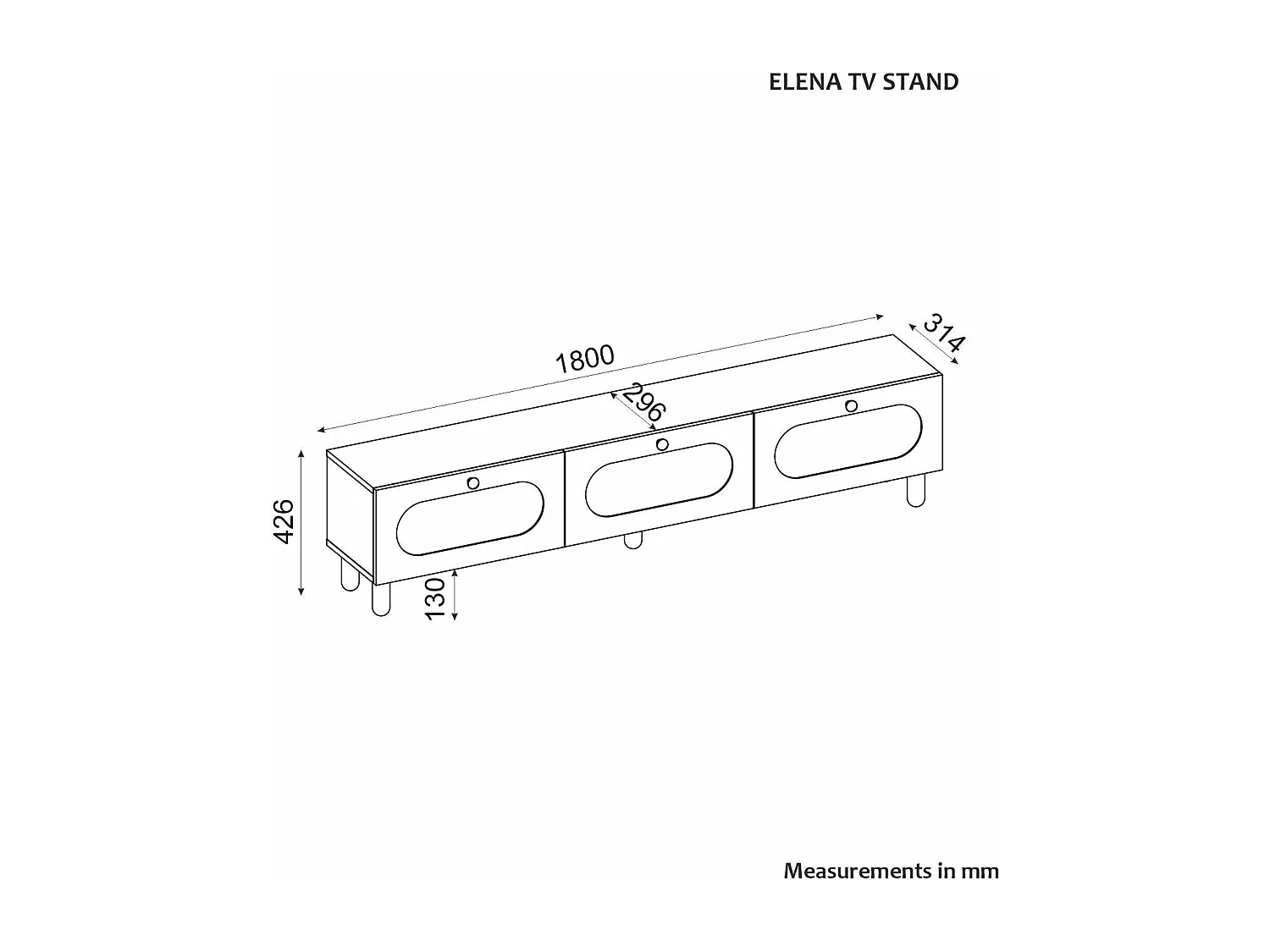 TV-Ständer – 180 cm – Saphir-Eiche – MDF