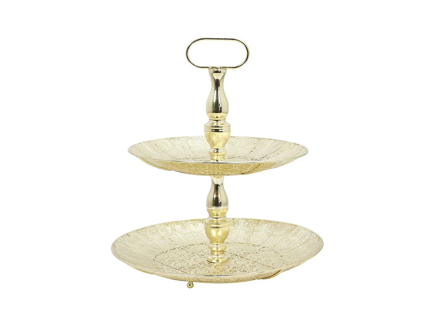 Plateau Décoratif à 2 Etages en Métal Doré - MARRAKECH