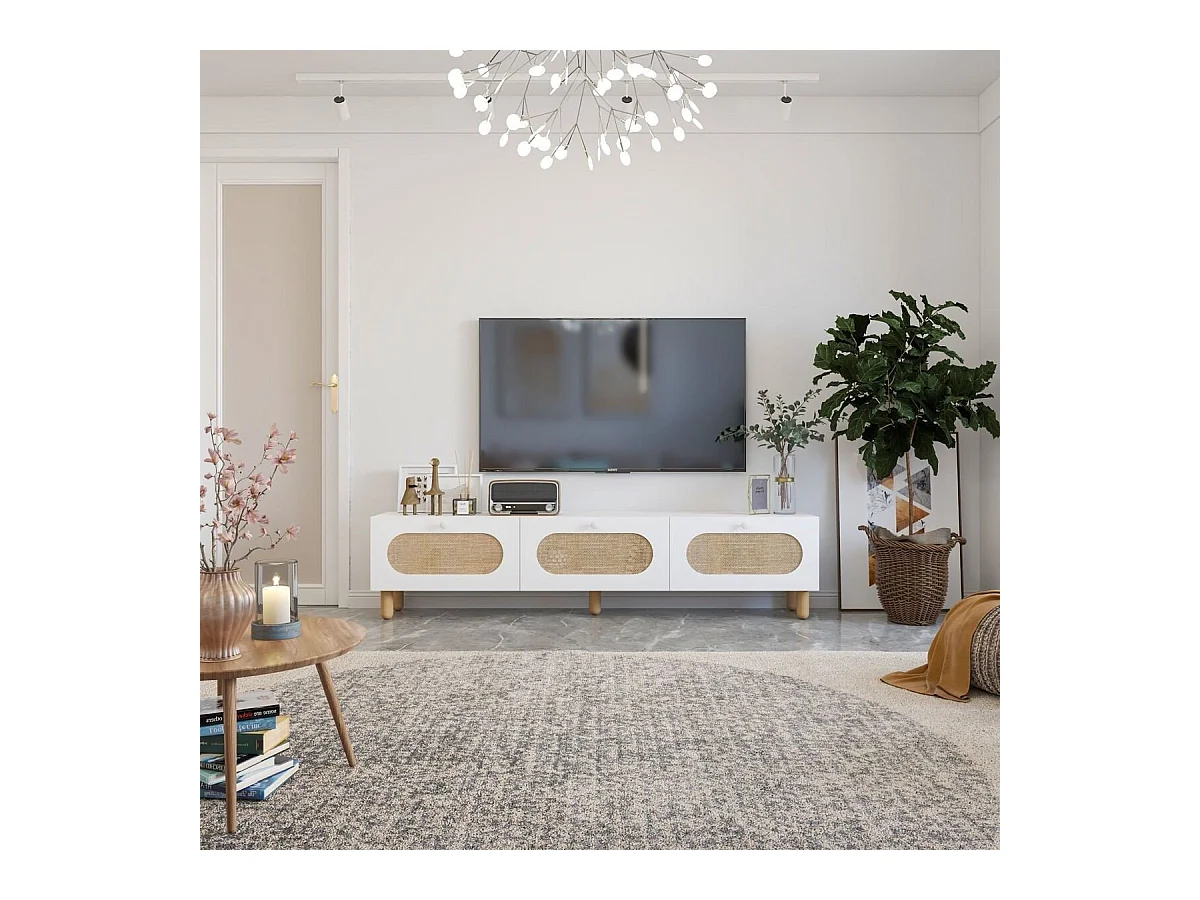 TV-Ständer – 180 cm x 42,6 cm x 31,4 cm – Weiß – MDF