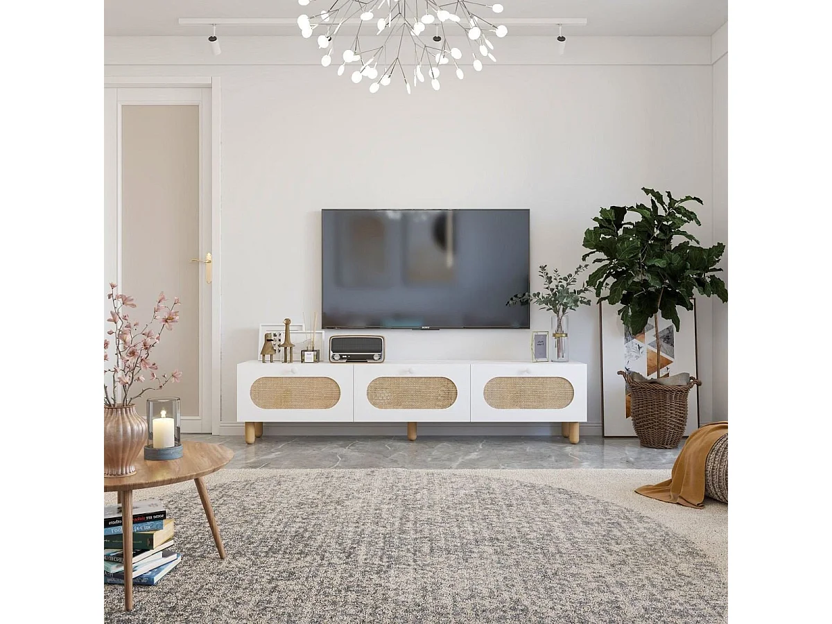 TV-Ständer – 180 cm x 42,6 cm x 31,4 cm – Weiß – MDF