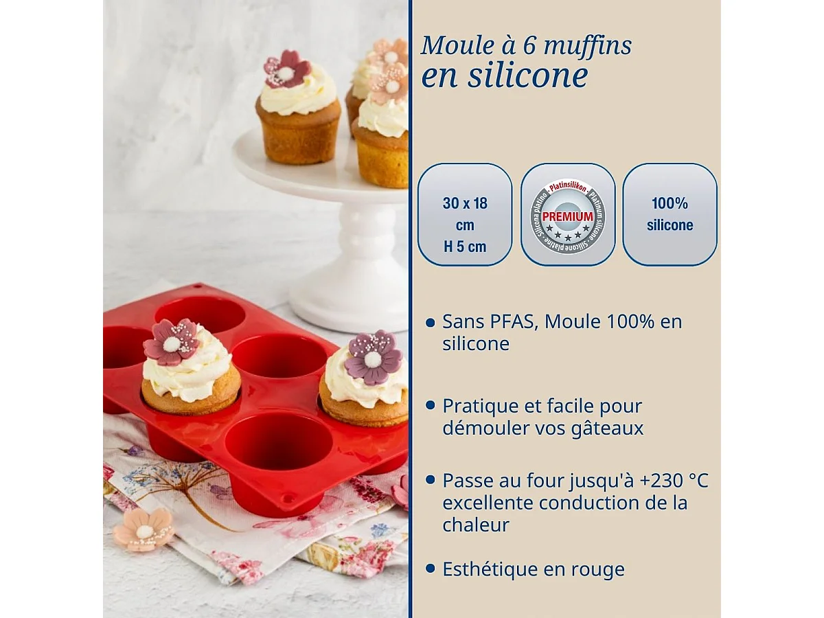 Ensemble de 2 moules à muffins 6 empreintes 30 x 18 cm Dr.Oetker Flexxibel Love
