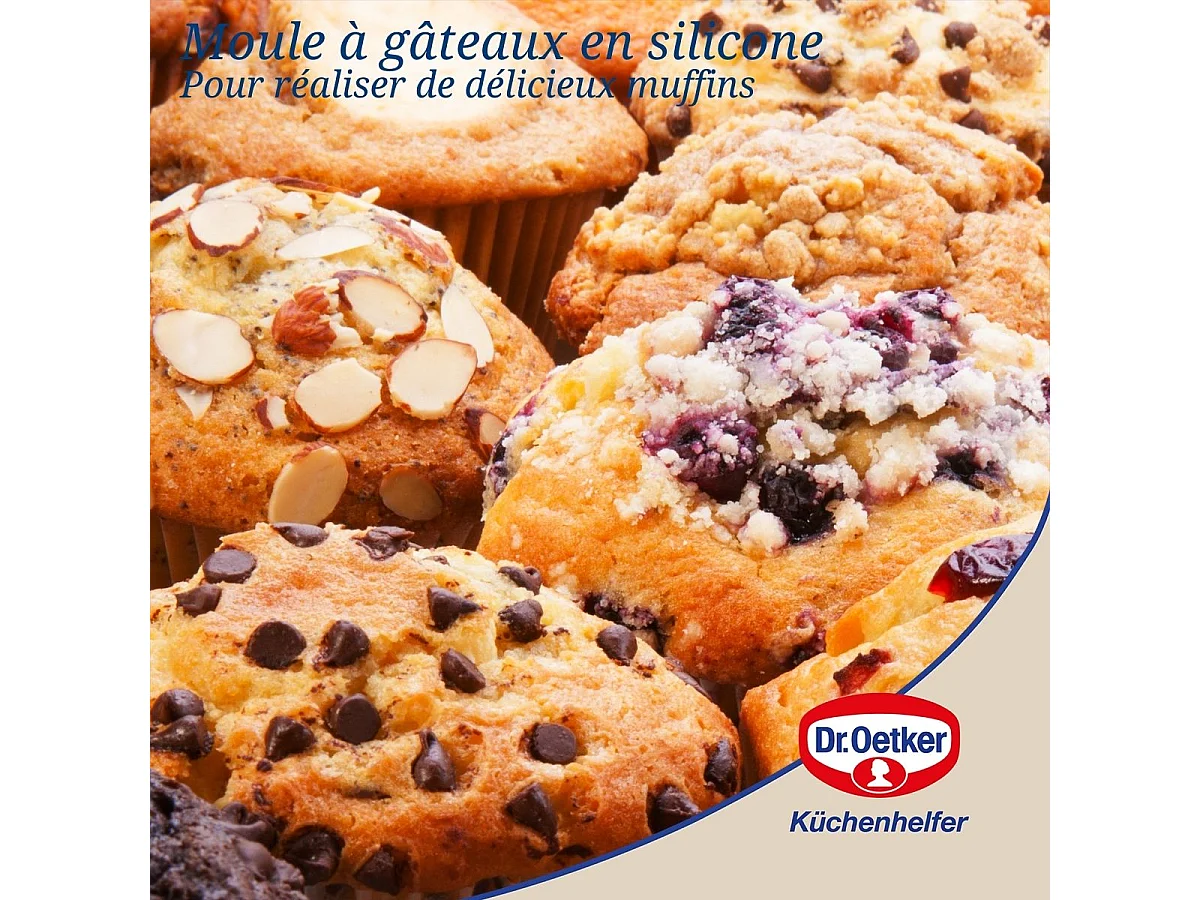 Ensemble de 2 moules à muffins 6 empreintes 30 x 18 cm Dr.Oetker Flexxibel Love