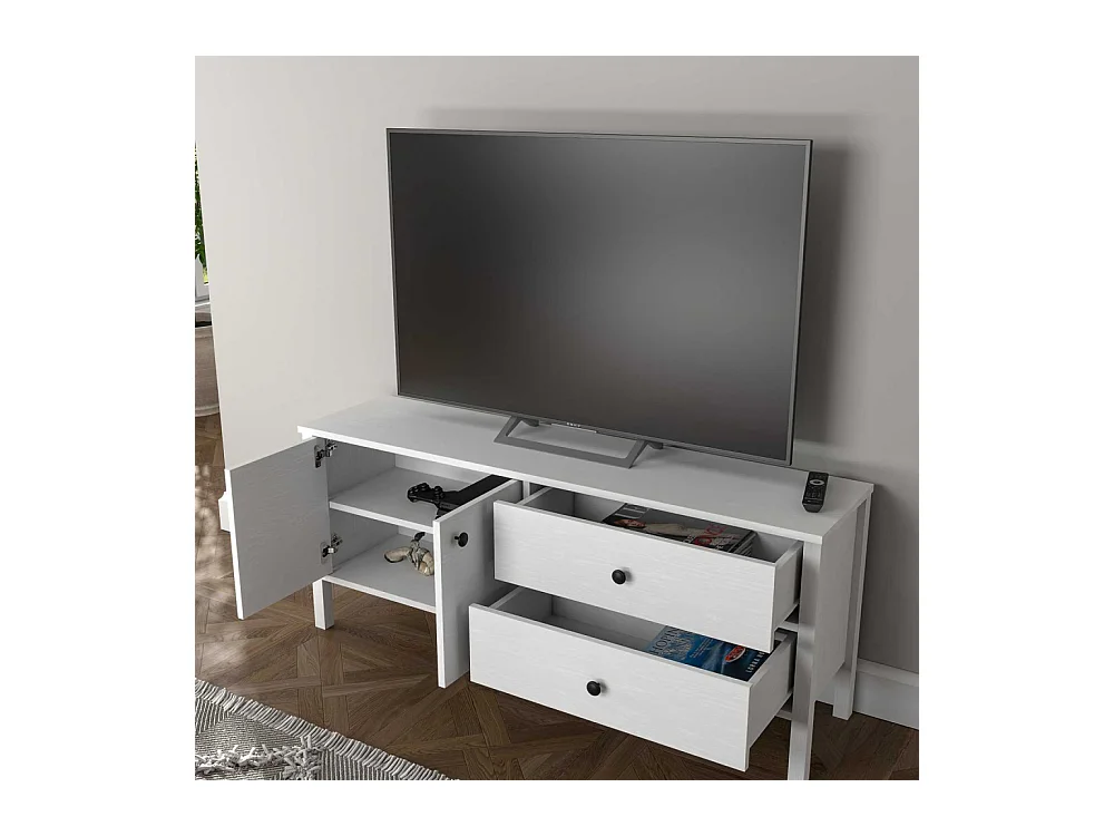 Meuble TV en aggloméré Frannie Modèle 2 : 140 x 35 x 58 cm