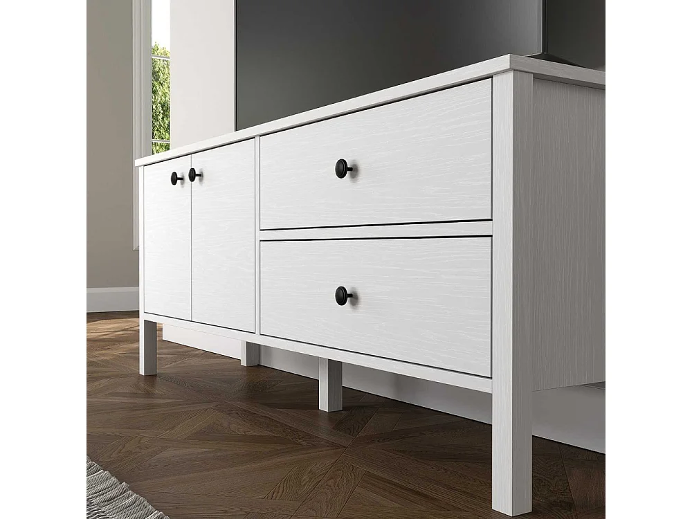 Móvel de TV – 140cm x 58cm x 35cm – Branco – Aglomerado revestido de melamina