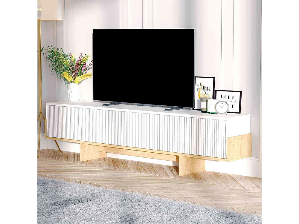 Móvel de TV – 180cm x 44.6cm x 30cm – Branco e Carvalho Safira – MDF
