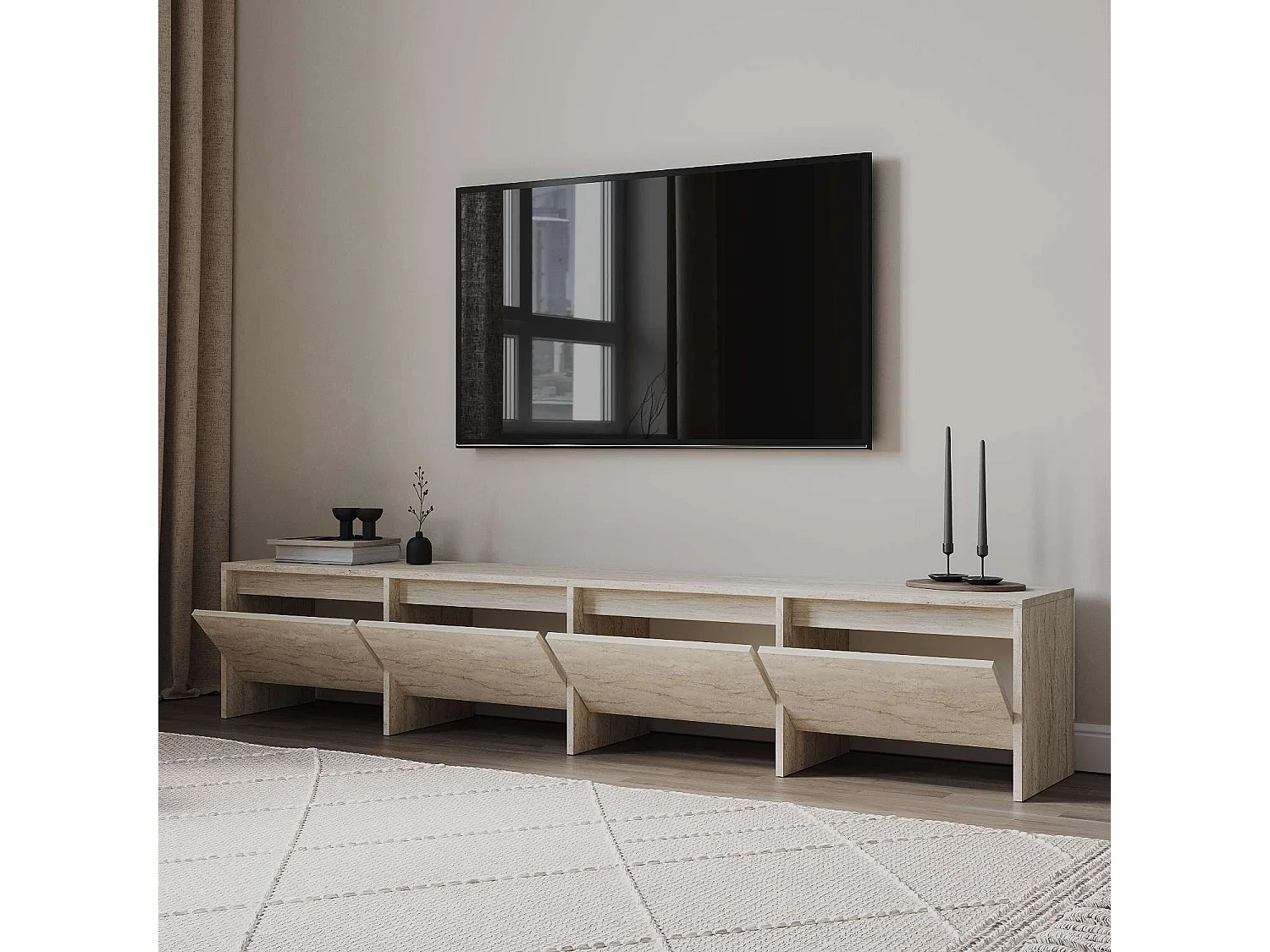 TV-Ständer – 180 cm – Travertin – MDF