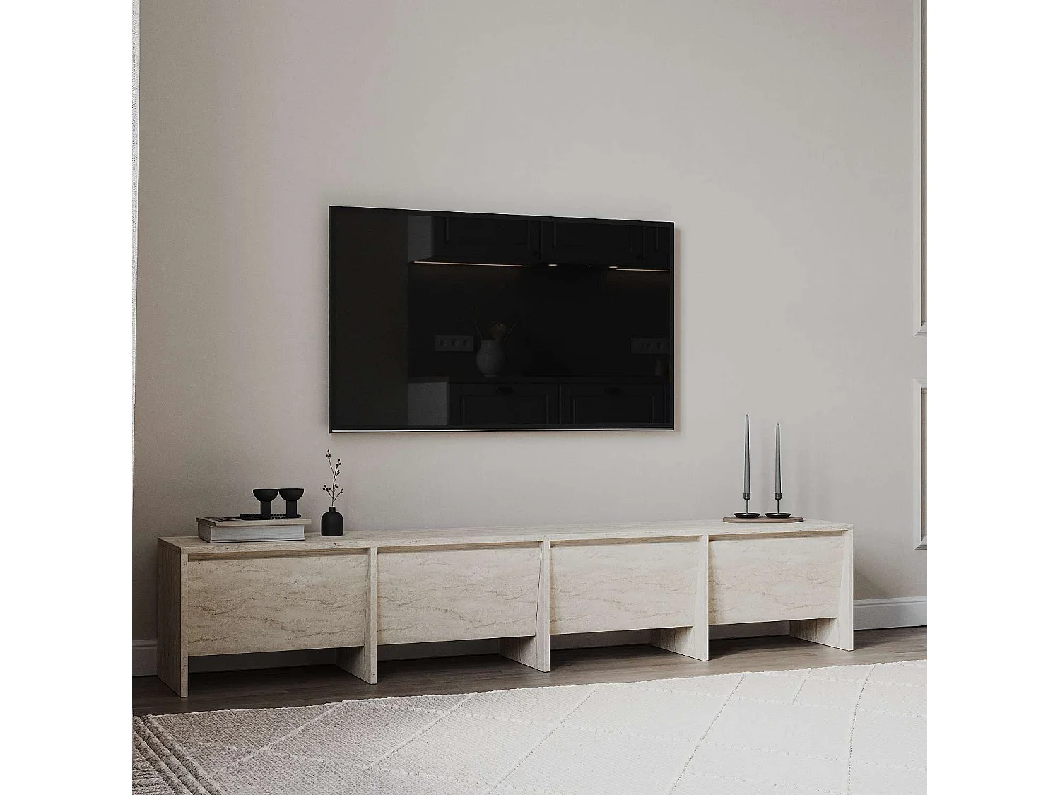 TV-Ständer – 180 cm – Travertin – MDF