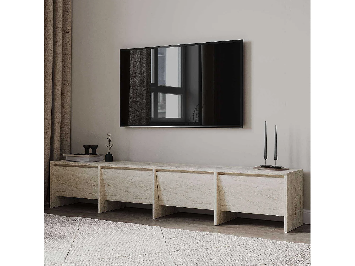 TV-Ständer – 180 cm – Travertin – MDF