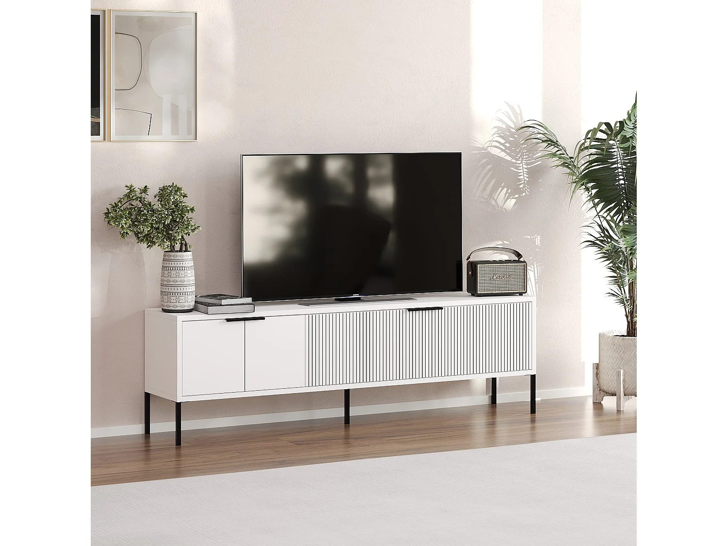 Soporte para TV – 150 cm x 45 cm x 30 cm – Blanco – MDF
