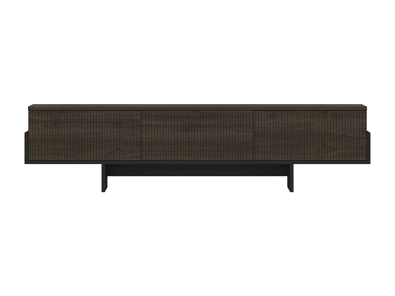 Mueble de TV – 180 cm – Nogal y Negro – Tablero de partículas recubierto de melamina