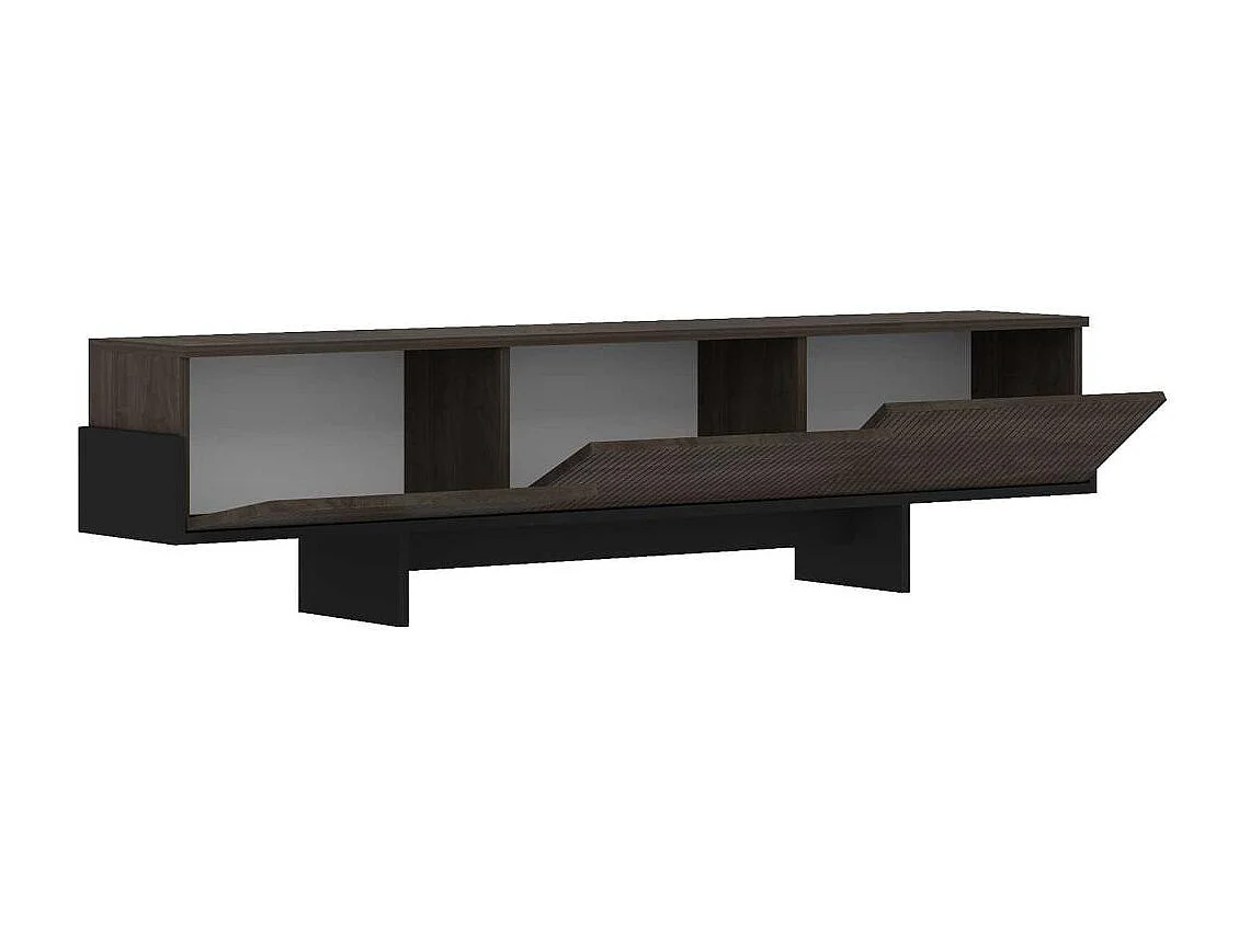 Mueble de TV – 180 cm – Nogal y Negro – Tablero de partículas recubierto de melamina