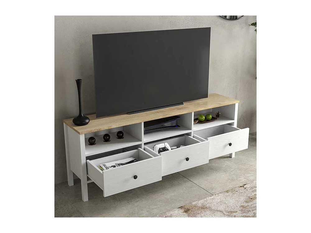 Meuble TV en aggloméré Frannie Modèle 3 : 160 x 35 x 58