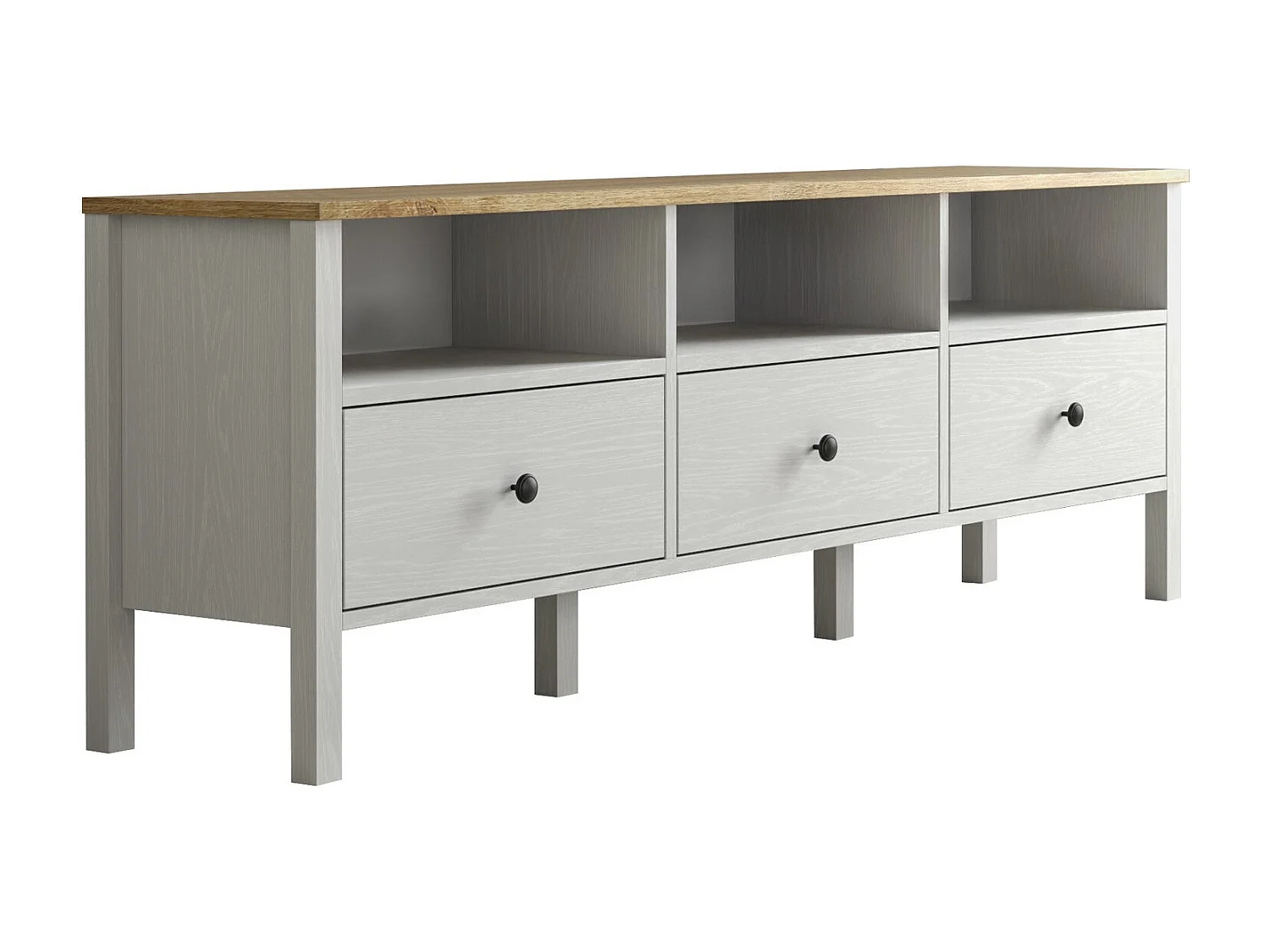 Móvel de TV – 160 cm x 58 cm x 35 cm – Branco e madeira – Aglomerado