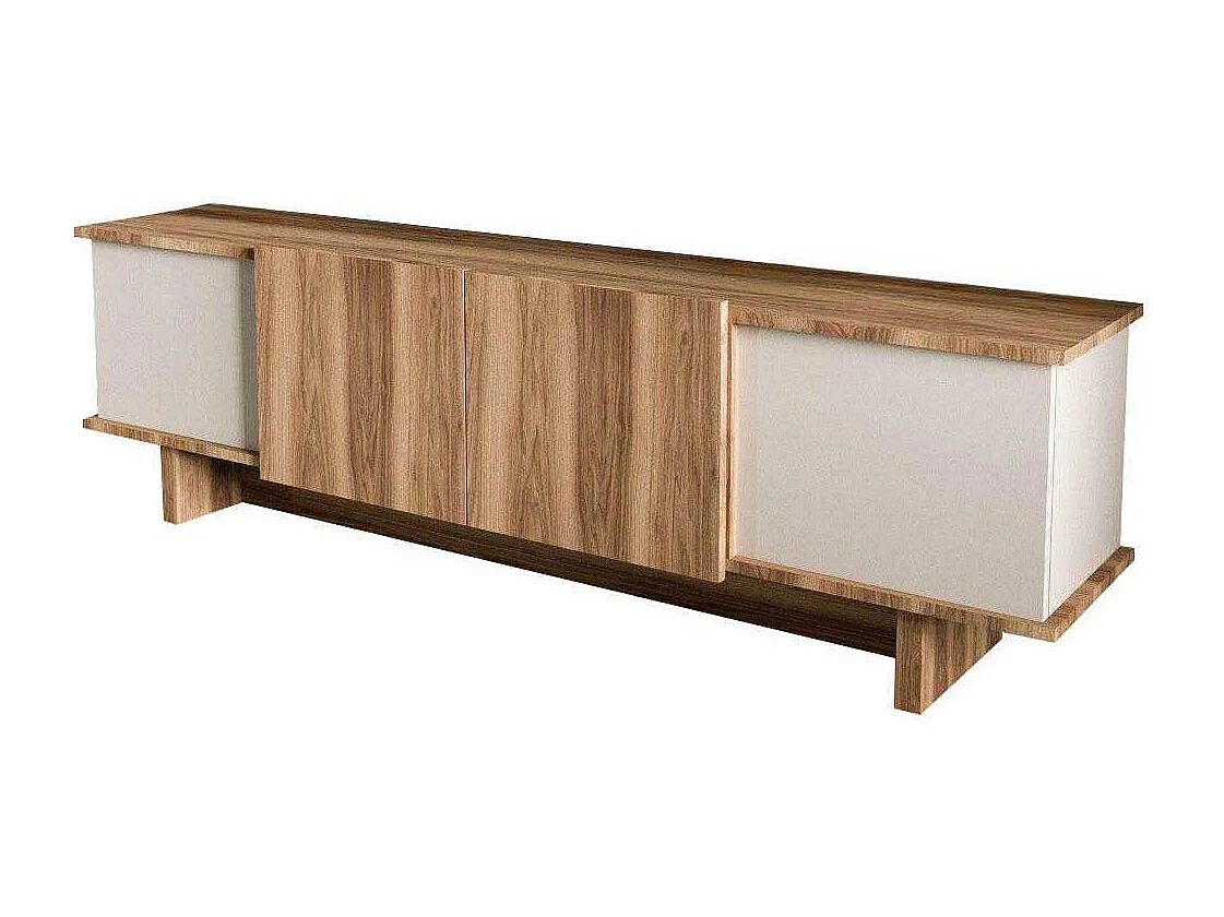 Móvel de TV – 180 x 50 x 33 cm – Bege e Nogueira – Aglomerado revestido em melamina