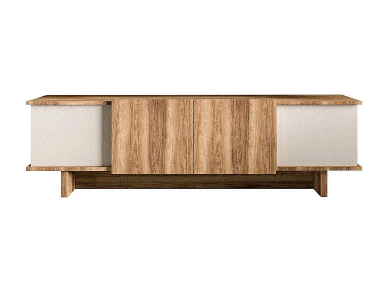 Móvel de TV – 180 x 50 x 33 cm – Bege e Nogueira – Aglomerado revestido em melamina