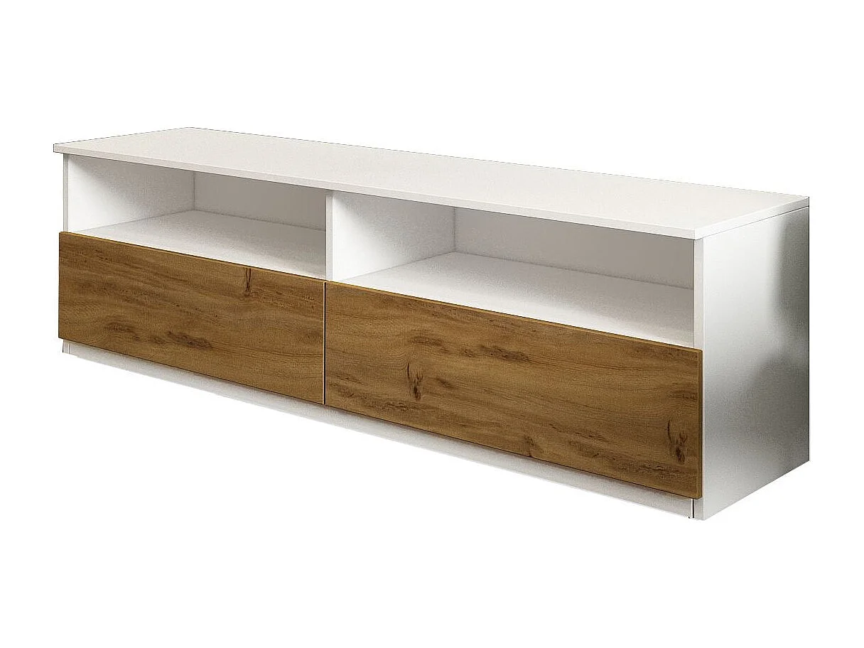 TV-Ständer – 144 cm x 49,8 cm x 45 cm – Weiß und Natur – MDF