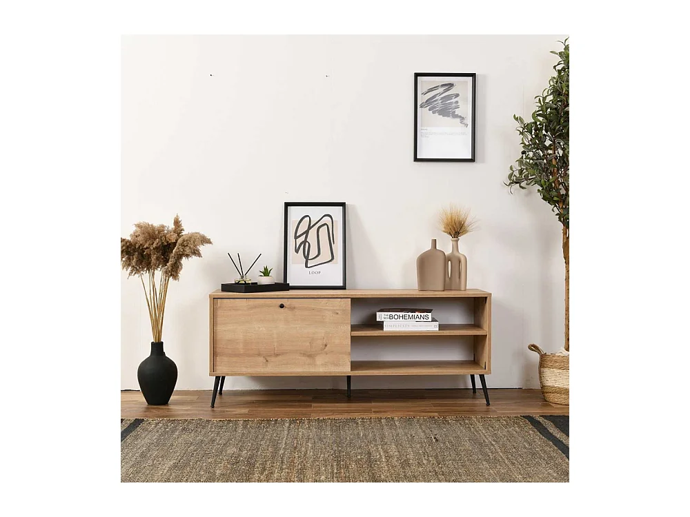 Meuble TV en aggloméré Calvin 140 x 41 x 55 cm