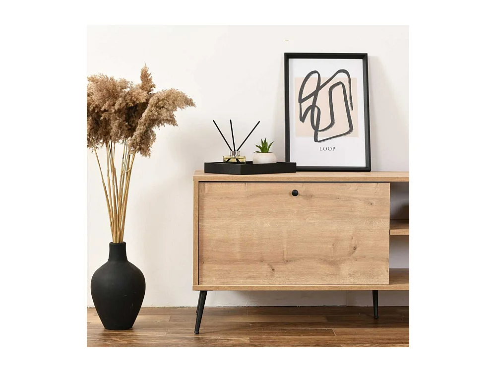 Meuble TV en aggloméré Calvin 140 x 41 x 55 cm