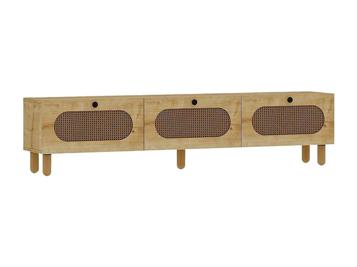 TV-Ständer – 180 cm – Saphir-Eiche und Rattan – MDF