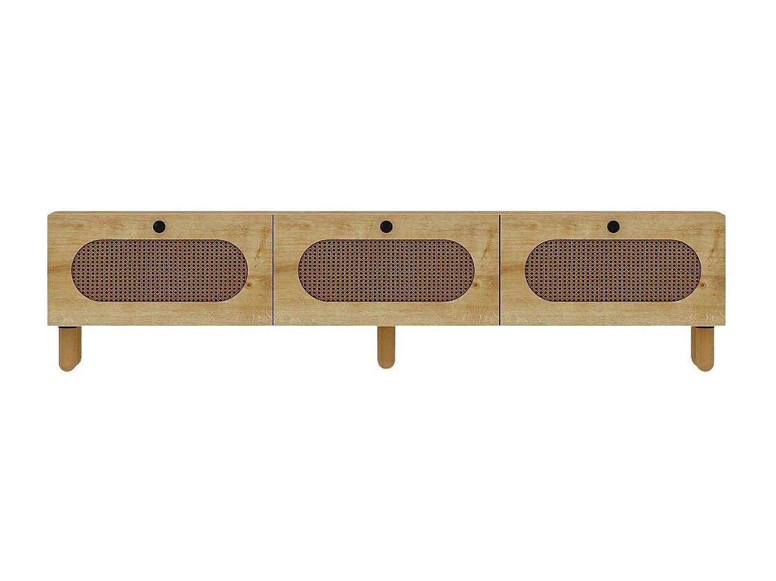 TV-Ständer – 180 cm – Saphir-Eiche und Rattan – MDF